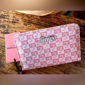 BNWT juicy couture full sized wallet pink and white